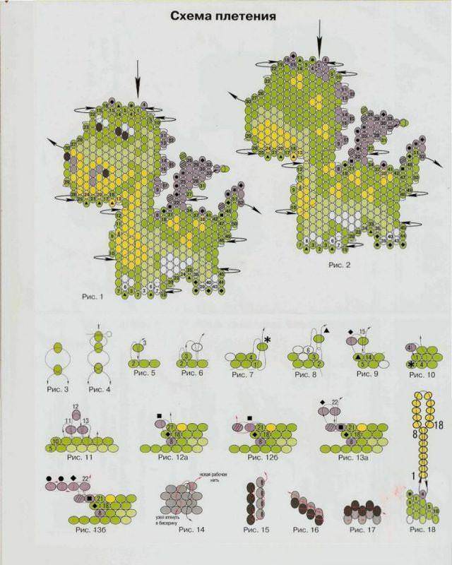 Схема вышивки бисером дракона