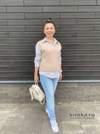 Женский жилет от бабушки, вязаный ножницами