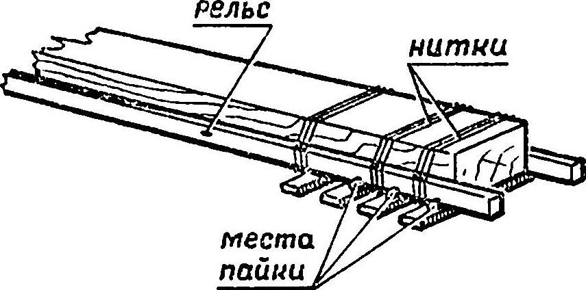 Рис. 2. Сборка дорожки с помощью калибровочной линейки.