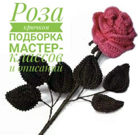 Подборка схем вязаных роз