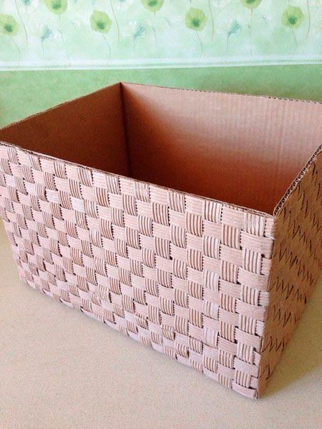 Плетеные коробки из гофрокартона своими руками