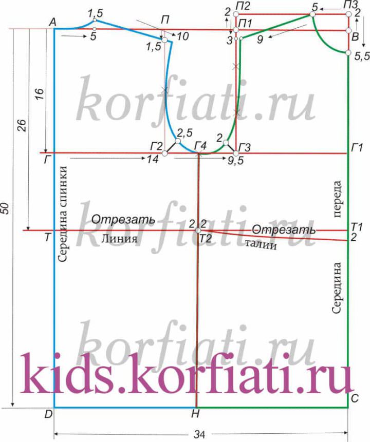 Карнавальный костюм. Узор спереди и сзади