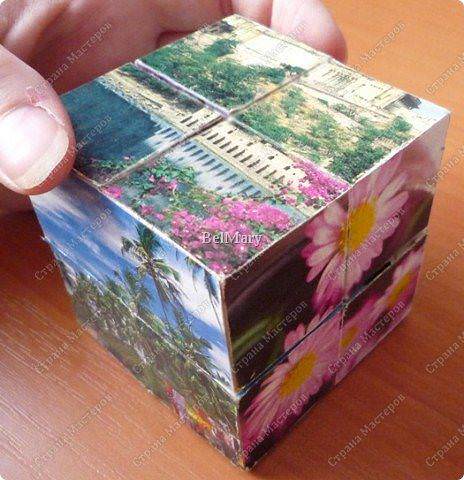 Transformer Cube - это интересное ремесло. Из этого ремесла легко сделать сувенир - подвижный календарь или пазл, чтобы собрать одну картинку из отдельных кусочков. На сторонах куба можно разместить 9 разных картинок - шесть квадратных снаружи и три прямоугольных внутри. картинка 1